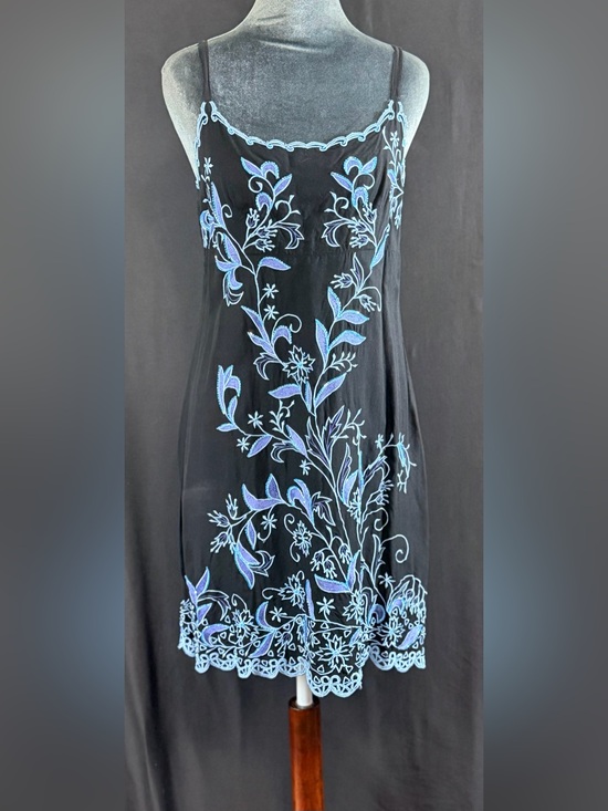 Serendipity Dresses & Skirts - Serendipity VTG Y2K 90’s dress Black Maxi Blue Bell Floral Embroidery Beaded